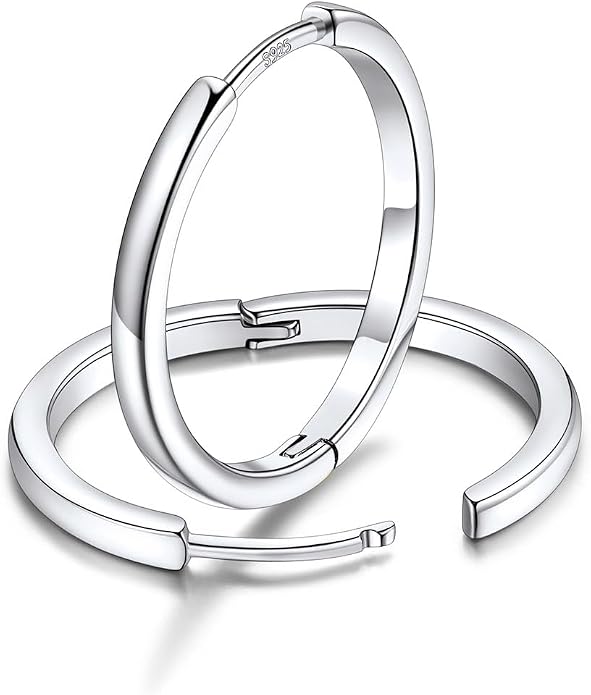 FaithHeart 925 Sterling Silver Post Huggie Hoop Earrings for Women, Silver Small Hoop Earring, Hypoallergenic Cartilage Earrings for Women