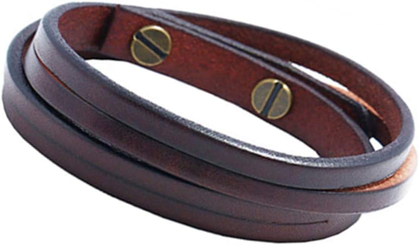 Mens Genuine Leather Bracelet - Handmade Adjustable Leather Cuff Bracelet punk Style leather wrap Wristband for Men