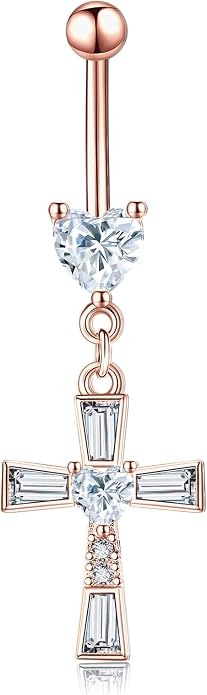 Belly Button Ring 925 Sterling Silver Bar Butterfly/Cross/Pregnancy Dangle Belly Button Piercing Body Navel Rings CZ Moonstone Jewelry Gift for Women