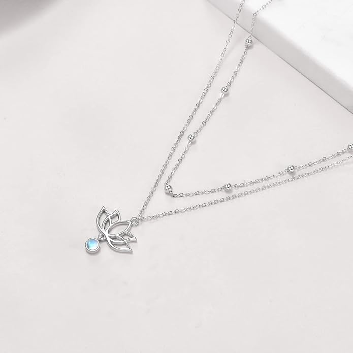 MONGAS Tree of Life/Infinity Cross/Lock and Key/Lotus/Hamsa/Horse/Strawberry/Opal/Lariat/Dragonfly/Heart/Violin Layered Necklace Sterling Silver for Women