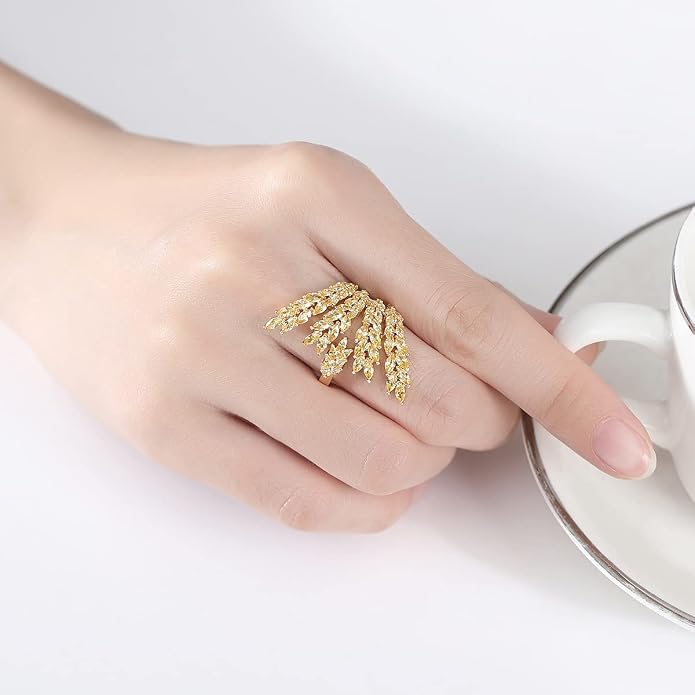 18K Gold Plated Rings for Women and Teen Girls Non Tarnish Cubic Zirconia Fidget Ring Butterfly/Snake/Mesh/Cross/Crown Knuckle Ring Open Adjustable Statement Stacking Chunky Rings