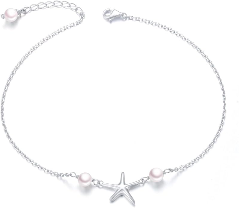 Alphm Anklet for Women S925 Sterling Silver Adjustable Foot Evil Eye Starfish Heart Bead Butterfly Celtic Knot Cross Multilayer Layered Ankle Bracelet Jewelry