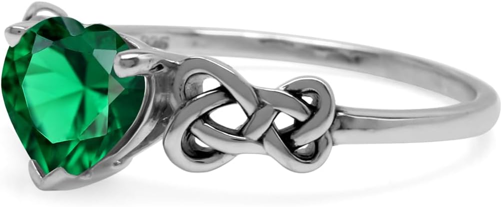 Silvershake 7MM Heart Shape 925 Sterling Silver Celtic Heart Knot Filigree Solitaire Promise Ring Jewelry for Women