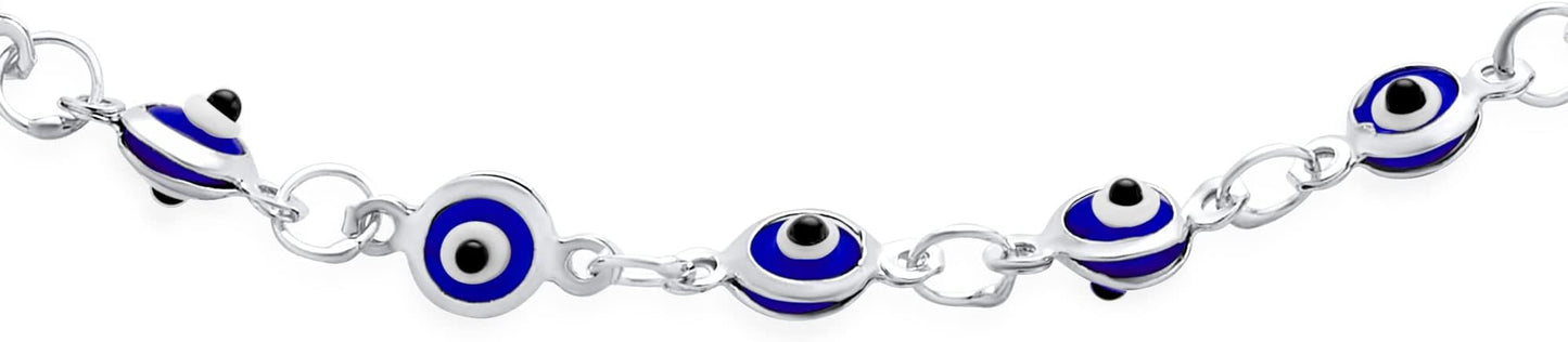 Bling Jewelry Turkish Protection Multi Evil Eye Anklet Charm Ankle Strand Bracelet Rose Gold .925 Sterling Silver