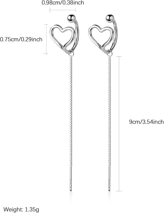 925 Sterling Silver Tassel Chain Dangle Earrings for Women Sparkling Long Fringe Dangle Drop Earrings Bling Line Minimalist Wedding Studs Earring Jewelry Birthday Christmas Gifts for Her