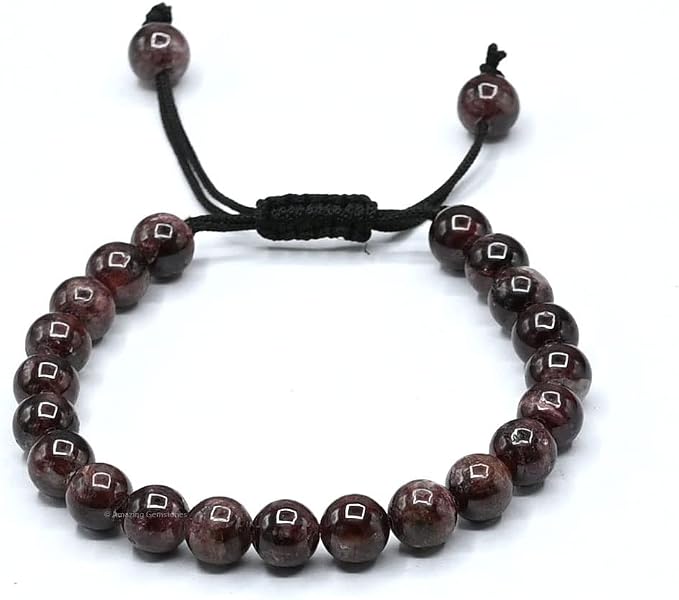 Amazing Gemstone Garnet Bracelet for Women Men's Gifts - Protection Healing Crystal Bracelet - 8mm Gemstone Beaded Adjustable Bracelet