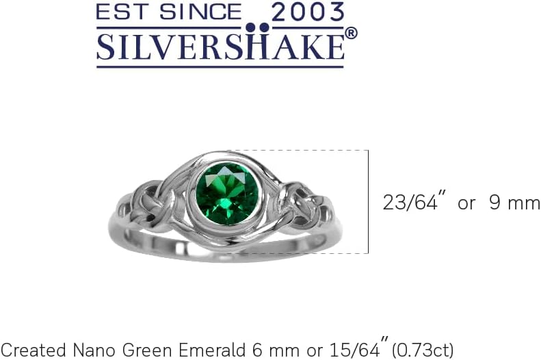 Silvershake Birthstone Gemstones White Gold Plated 925 Sterling Silver Irish Celtic Knot Engagement or Promise Solitaire Ring Jewelry for Women
