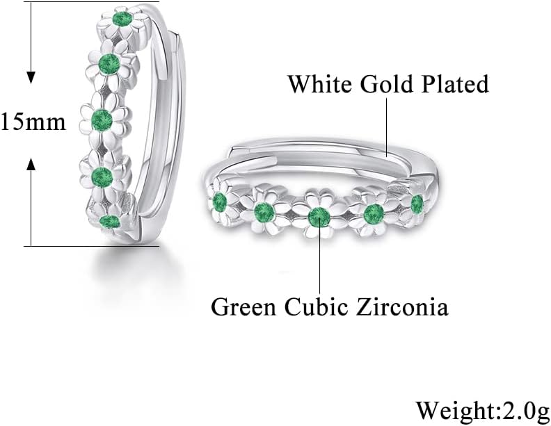 CiNily Small Hoop Earrings for Women Girls Flower Cubic Zirconia Huggie Earrings Hypoallergenic 14K Yellow Gold Plated Cartilage Earrings