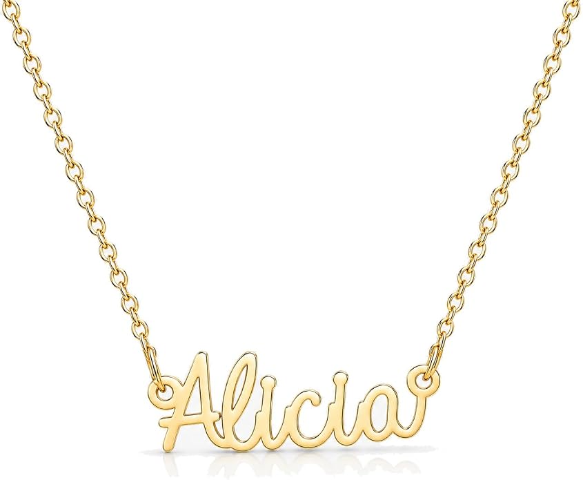 MOMOL 18K Gold Plated Stainless Steel Name Necklace Personalized Custom Name Necklace Customized Nameplate Necklace for women