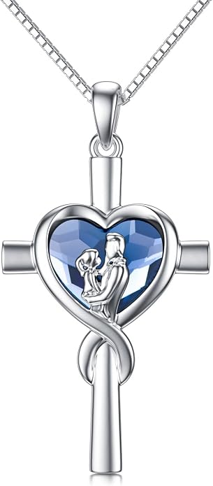 PROESS S925 Sterling Silver Daughter Heart Pendant Necklace from Dad Mom I Love You Forever Jewelry