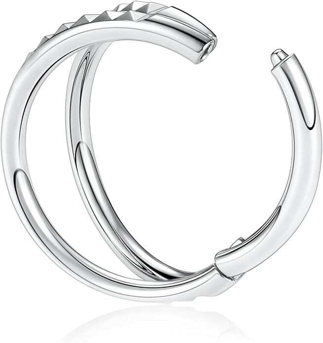 316L Surgical Steel Septum Clicker Ring Nose Ring Hoop Sleeper Hoop Earring Helix Rook Conch Cartilage Daith Tragus Earrings Lobe Nose Piercing Jewelry for Women