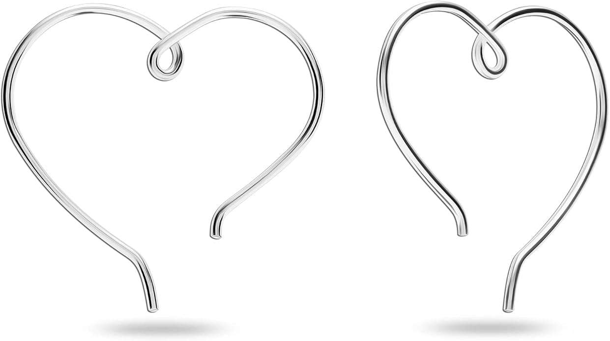 LeCalla 925 Sterling Silver Threader Earrings for Women | Handmade Wire Boho Hoops & Drop Earrings in Spiral, Heart, Bar Designs | Lightweight Pull Through Earring Jewelry Gift for Birthday, Anniversary