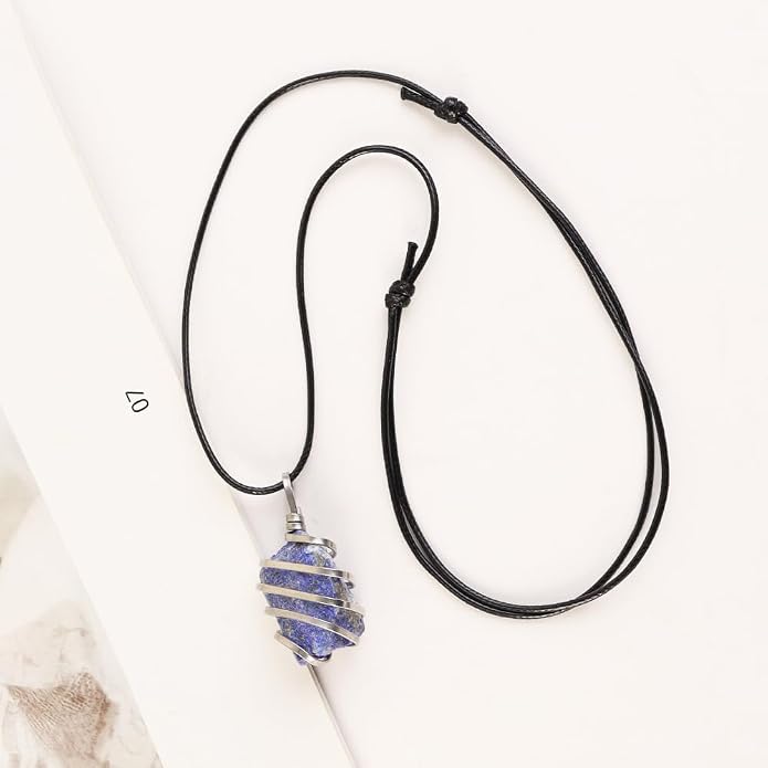 Natural Gemstone Pendant Necklace For Men & Women Spiritual Jewelry Wire Wrapped Gemstone Chakra Necklaces Real Stones For Him & Her