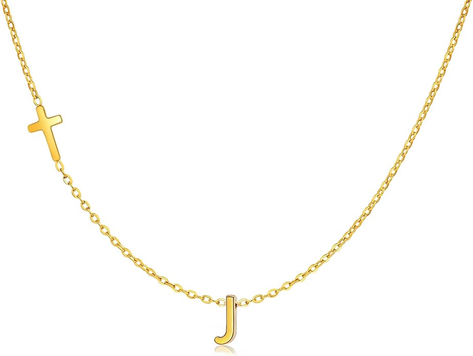 Cross Necklace for Women with Initial, 18K Gold Plated Initial A-Z Pendant| Dainty Cute Cross Necklaces | Trendy Tiny Gold Letter Necklaces Jewelry Gifts for Women