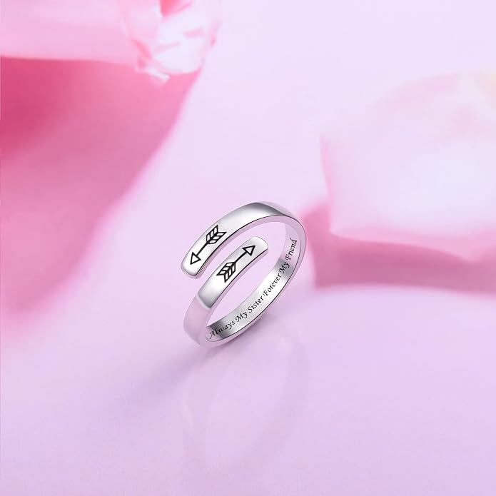 BEILIN 925 Sterling Silver Inspirational Jewelry Rings Adjustable Ring Personality Encouragement Gift for Teens Women