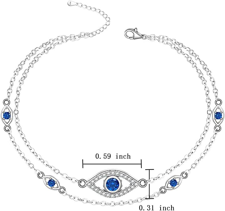 Evil Eye Anklet Sterling Silver Infinity Lotus Flower Evil Eye Anklets for Women Ankle Bracelets Turkish Blue Eyes Protection Chain Jewelry