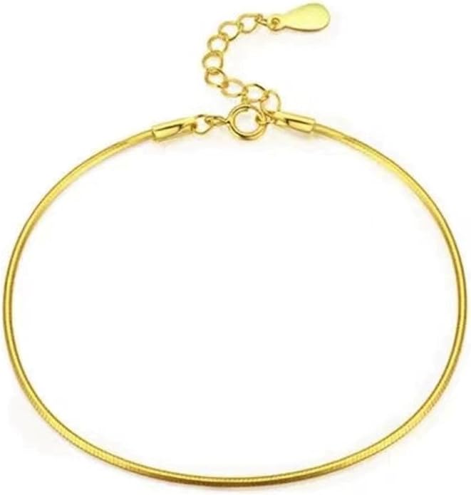 Dainty Gold Plated Sterling Silver Adjustable Bracelets for Women Cute Tiny Snake Bone Chain Bracelet Minimalist Handmade Tarnish Free Jewelry Gift