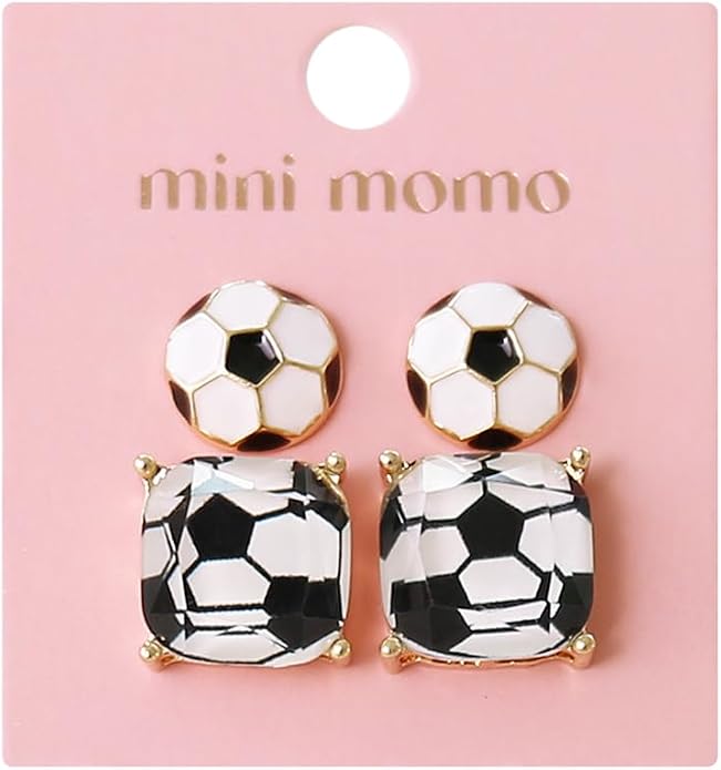 Sports Earring Set for Women Multi Pairs Assorted Multipack - Stud Earrings Jewelry Gift for Sports Mom Football, Baseball, Basketball, Soccer Team