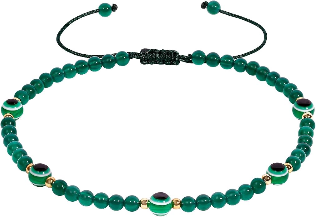 4mm Agate Beaded Anklet Evil Eye Protection Beach Foot Jewelry