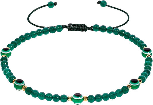 4mm Agate Beaded Anklet Evil Eye Protection Beach Foot Jewelry