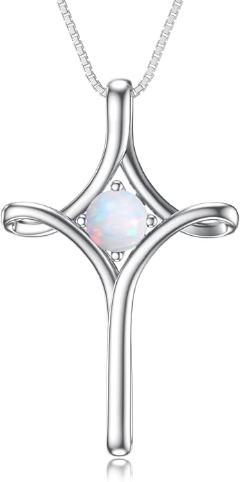 TOUPOP Cross Necklace for Women 925 Sterling Silver Birthstone Cross Pendant Fine Jewelry Anniversary Birthday Mothers Day Gifts for Mom Wife Her