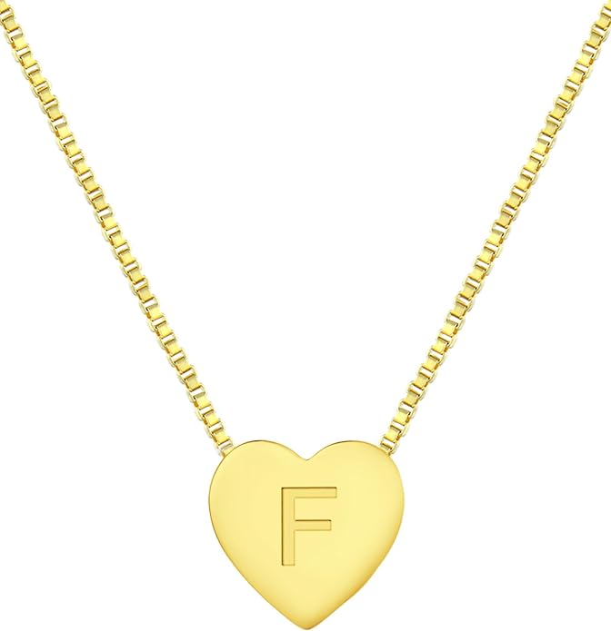 YL Initial Necklace 925 Sterling Silver Heart Letter Pendant A-Z Alphabet Cubic Zirconia Jewelry for Women