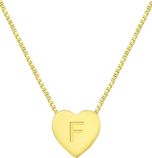 YL Initial Necklace 925 Sterling Silver Heart Letter Pendant A-Z Alphabet Cubic Zirconia Jewelry for Women