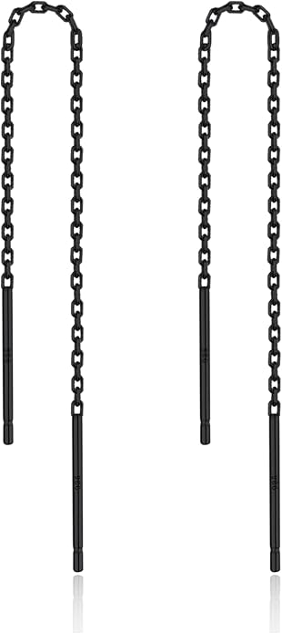 3 Pairs Threader Earrings 925 Sterling Silver Long Chain Earrings Bar/Ball Wrap Threader Drop Earrings for Women Lightweight Minimalist Mother's Day Jewelry Set