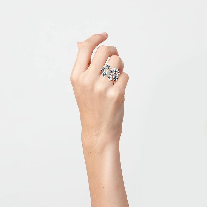 Santuzza 925 Sterling Silver Enamel Flower Ring for Women