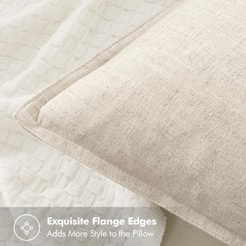 MIULEE Beige Boho Linen Decorative Pillow Covers 18x18 Inch Pack of 4 | Natural Throw Pillow Covers Soft Farmhouse Couch Pillowcases Modern Home Decors for Living Room Bed Sofa