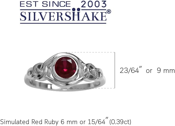 Silvershake Birthstone Gemstones White Gold Plated 925 Sterling Silver Irish Celtic Knot Engagement or Promise Solitaire Ring Jewelry for Women