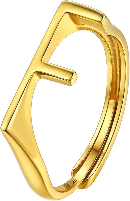 SILVERCUTE 925 Sterling Silver Initial Rings for Women,Adjustable Capital Letter Ring Hypoallergenic,Minimalist 925 Silver Rings for Mother Daughter