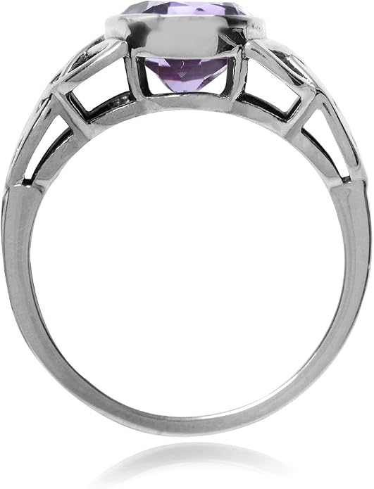 Silvershake 8MM Round Genuine Gemstone 925 Sterling Silver Trinity Triquetra Celtic Knot Ring