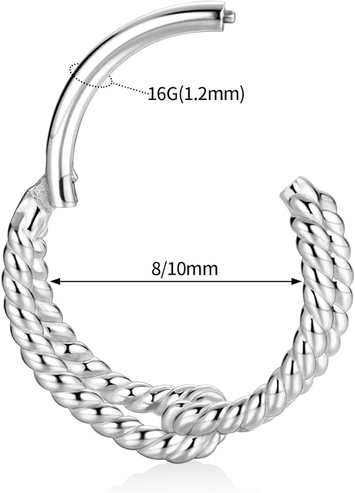 316L Surgical Steel Septum Clicker Ring Nose Ring Hoop Sleeper Hoop Earring Helix Rook Conch Cartilage Daith Tragus Earrings Lobe Nose Piercing Jewelry for Women