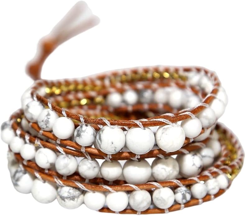 Boho Wrap Bead Bracelet for Women - Handmade Adjustable Natural Stone Beaded Bracelets Yoga Healing Bracelet Bangle Hippie Jewelry
