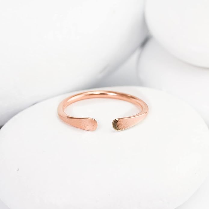 LOTUS STONE JEWELRY Smooth Hammered Gold Horseshoe Ring, Handmade Cuff Ring for Knuckle or Midi Wear