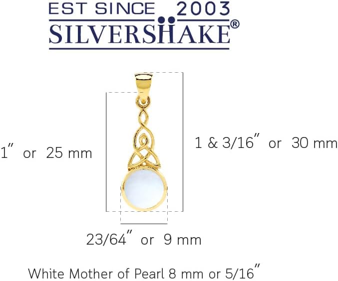 Silvershake 8MM Round Shape Gemstone White Gold Plated or Yellow Gold Plated 925 Sterling Silver Triquetra Celtic Knot Pendant or Pendant with 18 Inches Chain Necklace Jewelry for Women
