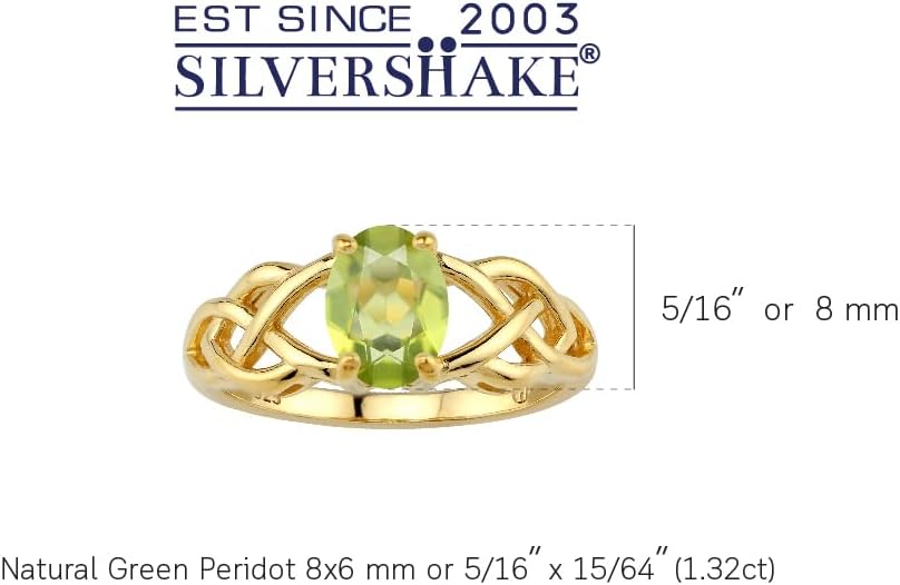 Silvershake 8X6mm Oval Shape Birthstone Gemstone Antique Finishing or Yellow Gold Plated 925 Sterling Silver Celtic Knot Weave Solitaire Ring Jewelry for Women