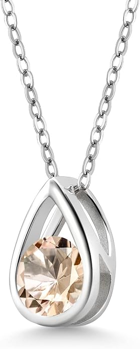 Gem Stone King Teardrop Pendant Necklace For Women | 5MM Round Gemstone Birthstone | 925 Sterling Silver | With 18 Inch Silver Chain | Fine Jewelry Gift for Her Mom Women Wife