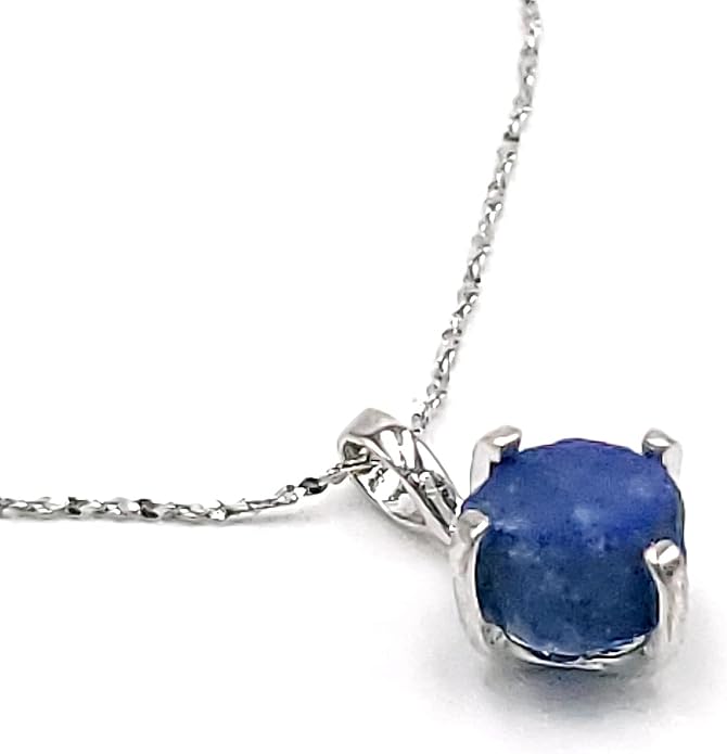 Natural raw gemstone pendant chain necklace with white gold over 925 solid sterling silver, birthstone dainty solitaire gift for her, uniquelan jewelry