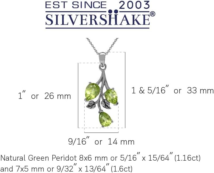 Silvershake Pear Shape Birthstone Gemstone Antique Finishing 925 Sterling Silver Leaf Vintage Inspired Pendant with 18 Inch Chain Necklace Jewelry for Women