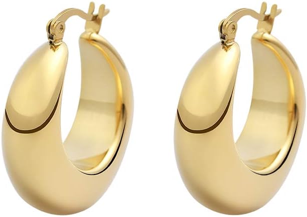 Chunky Large Thick Rounded Tube Hoop Earrings