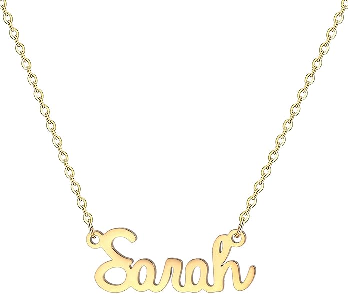 MOMOL 18K Gold Plated Stainless Steel Name Necklace Personalized Custom Name Necklace Customized Nameplate Necklace for women