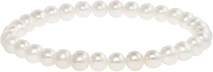 Blue Ocean Pearls Round Freshwater Cultured Pearl Bride & Bridesmaid 8" Stretch Strand Bracelet - Choice of Pearl Size and Color