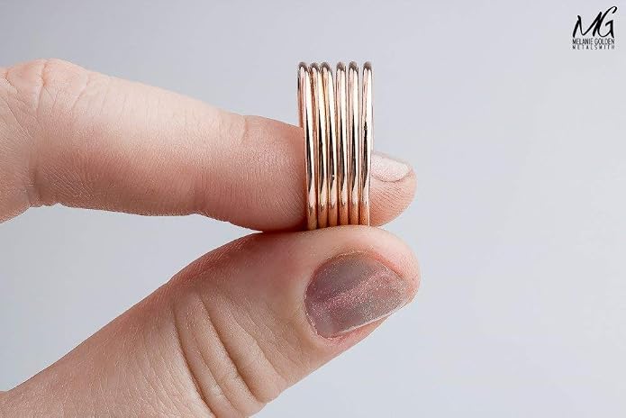 Melanie Golden Jewelry 1mm Thin Smooth Stacking Skinny Ring in Sterling Silver, Gold, or Rose Gold | Handmade Comfort Fit Dainty & Minimalist Bands for Women | Sizes 2-12