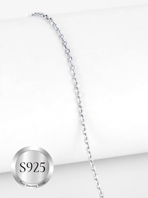 SILVERCUTE 925 Sterling Silver Necklace for Women,1mm/1.3mm/1.5mm/1.6mm Thin Silver Cable Chain/Box Chain/Rope Chain Necklace with Extension Chain,18/20/22/24/26/28/30 Inch