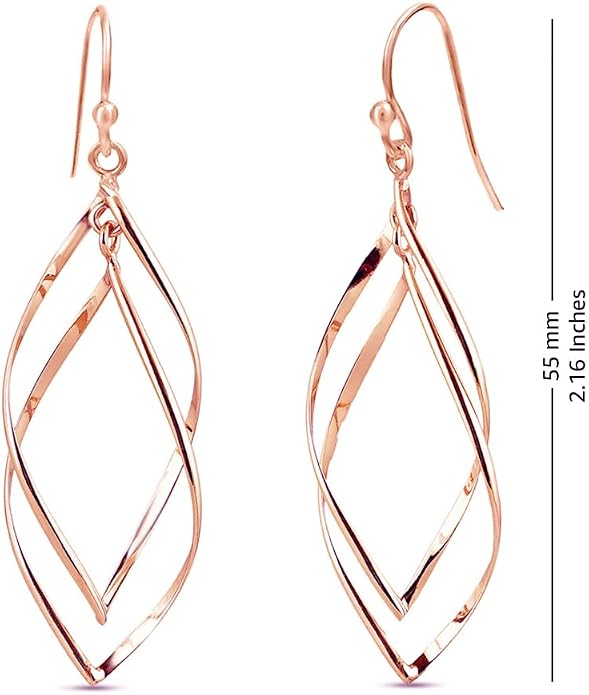 Charmsy 925 Sterling Silver Double Twisted Infinity Dangle Earrings for Women | Linear Marquise Large Loops Classic Infinity Drop Dangle Earrings