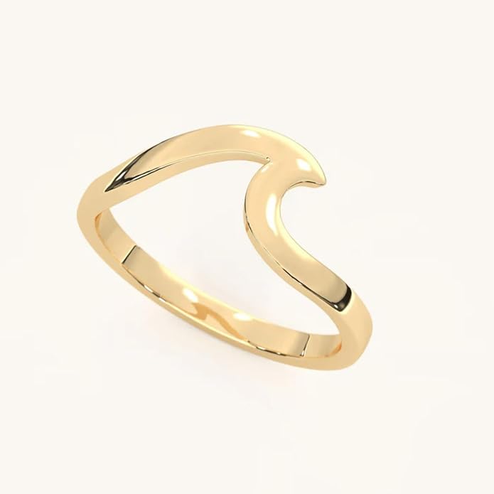 14K Gold Vermeil Ring for Women, Minimalist Stackable Band, 925 Sterling Silver Statement & Everyday Jewelry, Gifts for Women