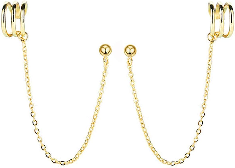 SLUYNZ 925 Sterling Silver Cuff Earrings Chain for Women Crawler Earrings Studs