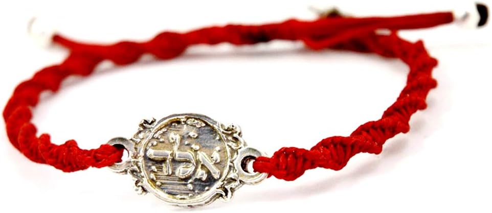 Women's Elegant Red Cotton Cord Macrame Twisted Adjustable Bracelet with Authentic 925 Sterling Silver Protective Coin Charm - Perfect for Wrist Sizes 6.5" to 7.5" - Stylish & Meaningful Jewelry Gift
